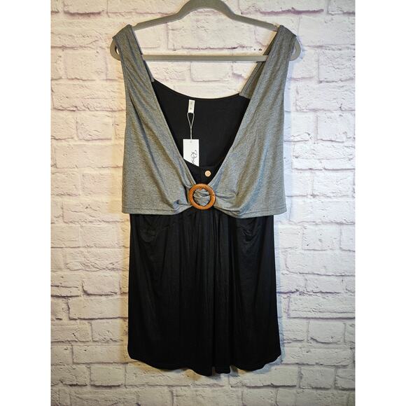 RoseGal Women's Tank Black Gray Center Loop Size 3X New with tags - Picture 2 of 10